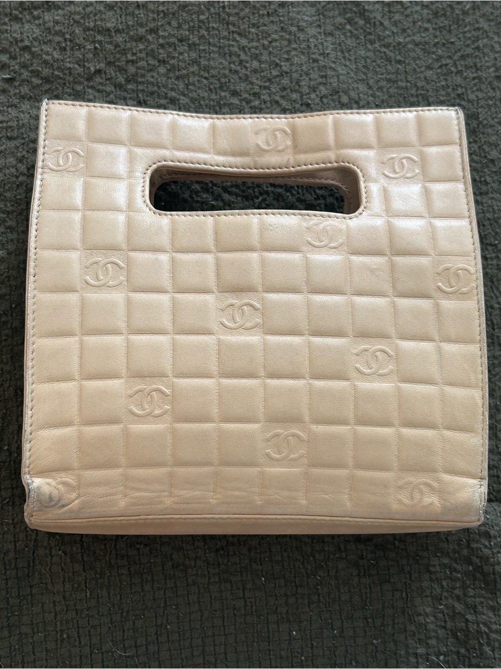 Authentic vintage CHANEL Quilted Leather Cutout Handle Clutch